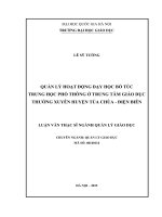 Quản lý hoạt động dạy học bổ túc trung học phổ thông ở trung tâm giáo dục thường xuyên huyện tủa chùa  điện biên 