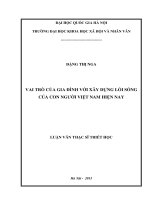 Vai trò của gia đình đối với việc xây dựng lối sống của con người việt nam hiện nay 