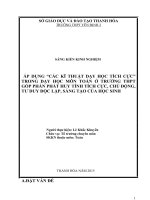 SKKN áp dụng  “ các kỹ thuật dạy học tích cực” là một trong những áp dụng tốt trong dạy học môn toán  