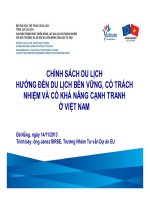 Chính sách du lịch hướng đến du lịch bền vững, có trách nhiệm và có khả năng cạnh tranh ở việt nam   janez SIRSE