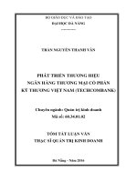 Phát triển thương hiệu ngân hàng TMCP kỹ thương việt nam (techcombank) 