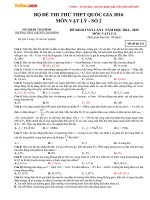 Bộ đề thi thử THPT môn vật lý năm 2016 đề 1 có đáp án