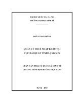 Quản lý thuế nhập khẩu tại cục hải quan tỉnh lạng sơn