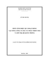 Phân tích hiệu quả hoạt động tại tổng công ty đầu tư phát triển nhà và đô thị 