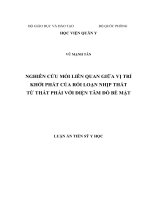Nghiên cứu mối liên quan giữa vị trí khởi phát của rối loạn nhịp thất từ thất phải với điện tâm đồ bề mặt