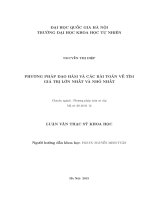 Phương pháp đạo hàm và các bài toán về tìm giá trị lớn nhất và nhỏ nhất 