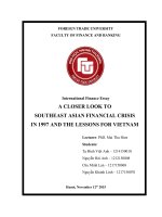 A CLOSER LOOK TO SOUTHEAST ASIAN FINANCIAL CRISIS  IN 1997 AND THE LESSONS FOR VIETNAM  International Finance