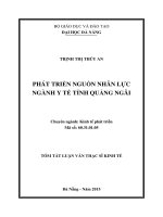 Phát triển nguồn nhân lực ngành y tế tỉnh quảng ngãi 