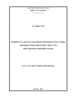 Nghiên cứu đề xuất giải pháp tiết kiệm năng lượng cho hoạt động khai thác thủy sản trên địa bàn tỉnh kiên giang 