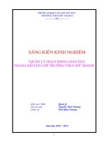 QUẢN lý HOẠT ĐỘNG GIÁO dục NGOÀI GIỜ lên lớp TRƯỜNG THCS mỹ THÀNH