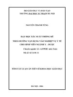 Dạy học Xác suất Thống kê theo hướng vận dụng vào nghiệp vụ Y tế cho sinh viên ngành Y – Dược