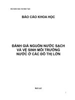 ĐÁNH GIÁ NGUỒN NƯỚC SẠCH VÀ VỆ SINH MÔI TRƯỜNG NƯỚC Ở CÁC ĐÔ THỊ LỚN