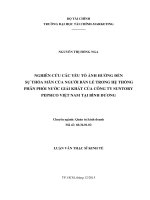 Nghiên cứu các yếu tố ảnh hưởng đến sự thỏa mãn của người bán lẻ trong hệ thống phân phối nước giải khát của công ty suntory pepsico việt nam tại bình dương 