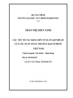 Các yếu tố tác động đến tỷ suất lợi nhuận của các ngân hàng thương mại cổ phần việt nam 