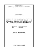 Các yếu tố ảnh hưởng đến quyết định tham gia sự kiện thương mại của người tiêu dùng tại thành phố hồ chí minh 