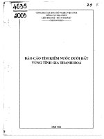 Báo cáo tìm kiếm nước dưới đất vùng tĩnh gia thanh hóa