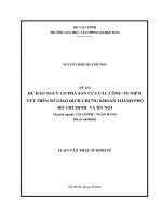 Dự báo nguy cơ phá sản của các công ty niêm yết trên sở giao dịch chứng khoán thành phố hồ chí minh và hà nội 