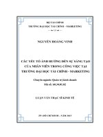 Các yếu tố ảnh hưởng đến sự sáng tạo của nhân viên trong công việc tại trường đại học tài chính   marketing 