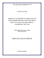 Nghiên cứu ảnh hưởng của một số yếu tố nông sinh học đến khả năng nhân giống bằng vảy củ hoa lily Belladonna tại miền Bắc Việt Nam (TT)