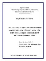 Các yếu tố tác động đến chính sách cổ tức của các công ty niêm yết trên sở giao dịch chứng khoán thành phố hồ chí minh 