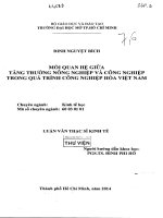 mối quan hệ giữa tăng trưởng nông nghiệp và công nghiệp trong quá trình công nghiệp hóa việt nam