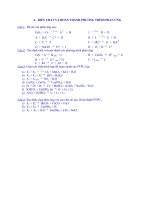 ĐIỀN CHẤT VÀ HOÀN THÀNH PHƯƠNG TRÌNH PHẢN ỨNG