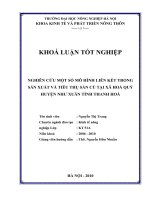 Nghiên cứu một số mô hình liên kết trong sản xuất và tiêu thụ sắn củ tại xã Hoá Quỳ huyện Như Xuân tỉnh Thanh Hoá