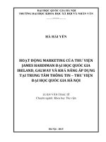 Hoạt động marketing của thư viện james hardiman đại học quốc gia irland, galway và khả năng áp dụng tại trung tâm thông tin   thư viện đại học quốc gia hà nội