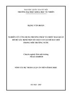 NGHIÊN cứu ỨNG DỤNG PHƯƠNG PHÁP VI CHIẾT MAO QUẢN hở để xác ĐỊNH một số CHẤT cơ CLO dễ BAY hơi TRONG môi TRƯỜNG nước 