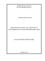 Mối tương quan giữa lo âu   trầm cảm và mức độ bị bắt nạt của học sinh trung học cơ sở