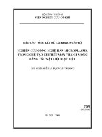 Nghiên cứu công nghệ hàn microplasma trong chế tạo chi tiết máy thành mỏng bằng các vật liệu đặc biệt