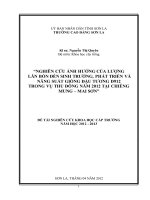 Nghiên cứu ảnh hưởng của lượng lân bón đến sinh trưởng, phát triển và năng suất giống đậu tương d912 trong vụ thu đông năm 2012 tại chiềng mung   mai sơn 