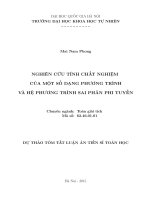 NGHIÊN cứu TÍNH CHẤT NGHIỆM của một số DẠNG PHƯƠNG TRÌNH và hệ PHƯƠNG TRÌNH SAI PHÂN PHI TUYẾN 
