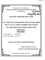 các nhân tố ảnh hưởng đến quyết định mua vật tư nông nghiệp trả chậm của hộ nông dân tỉnh vĩnh long