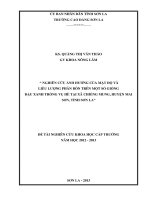 Nghiên cứu ảnh hưởng của mật độ và liều lượng phân bón trên một số giống đậu xanh trồng vụ hè tại xã chiềng mung, huyện mai sơn, tỉnh sơn la 