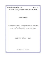 VAI TRÒ PHẪU THUẬT TRIỆT để TRONG điều TRỊ UNG THƯ ĐƯỜNG mật VÙNG rốn GAN