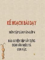 bài giảng tập làm văn lớp 4 luyện tập xây dựng đoạn văn miêu tả con vật