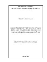 Khảo sát lỗi ngữ pháp trong sử dụng tiếng việt của sinh viên trung quốc tại một số trường đại học ở hà nội 