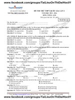 de thi thu thpt quoc gia mon tieng anh truong thpt nguyen trai thai binh lan 1 nam 2016