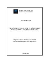 Chuyển dịch cơ cấu kinh tế nông nghiệp ở huyện nam sách, tỉnh hải dương