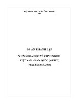 ĐỀ án THÀNH LẬPVIỆN KHOA học và CÔNG NGHỆ VIỆT NAM   hàn QUỐC (v KIST)