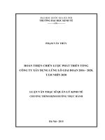 Hoàn thiện chiến lược phát triển tổng công ty xây dựng lũng lô giai đoạn 2016 2020, tầm nhìn 2030