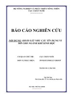 KHẢO SÁT NHU CẦU TÍN DỤNG VI MÔ CHO NGÀNH KHÍ SINH HỌC