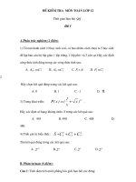 ĐỀ THI TRẮC NGHIỆM MÔN TOÁN KIỂM TRA GIỮA KỲ 12
