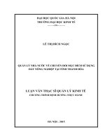 Quản lý nhà nước về chuyển đổi mục đích sử dụng đất nông nghiệp tại tỉnh thanh hóa