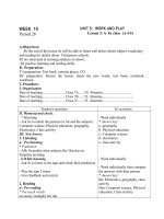 GIÁO ÁN TIẾNG ANH LỚP 7 Week  10 UNIT 5