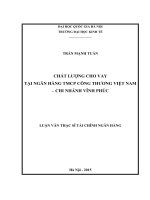 Chất lượng cho vay tại ngân hàng TMCP công thương việt nam   chi nhánh vĩnh phúc 