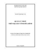Quản lý thuế trên địa bàn tỉnh hòa bình
