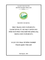 Thực trạng chăn nuôi bò sữa tại huyện ba vì hà nội và bước đầu tính toán phát thải khí nhà kính (CH ) trong chăn nuôi bò sữa