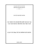 Các nhân tố ảnh hưởng đến nợ xấu tại các ngân hàng thương mại việt nam 